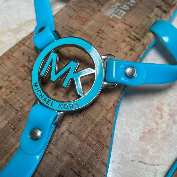 Michael Kors Y2k Baby Blue MK Flip Flop Sandals - Picture 3 of 4